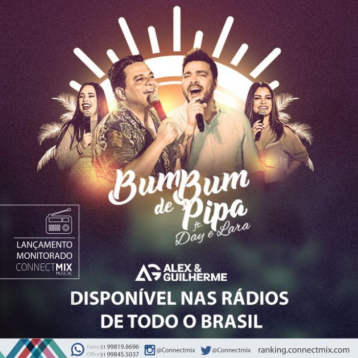 Alex & Guilherme lançam Bumbum de Pipa com participação de Day & Lara, o monitoramento musical é da Connectmix